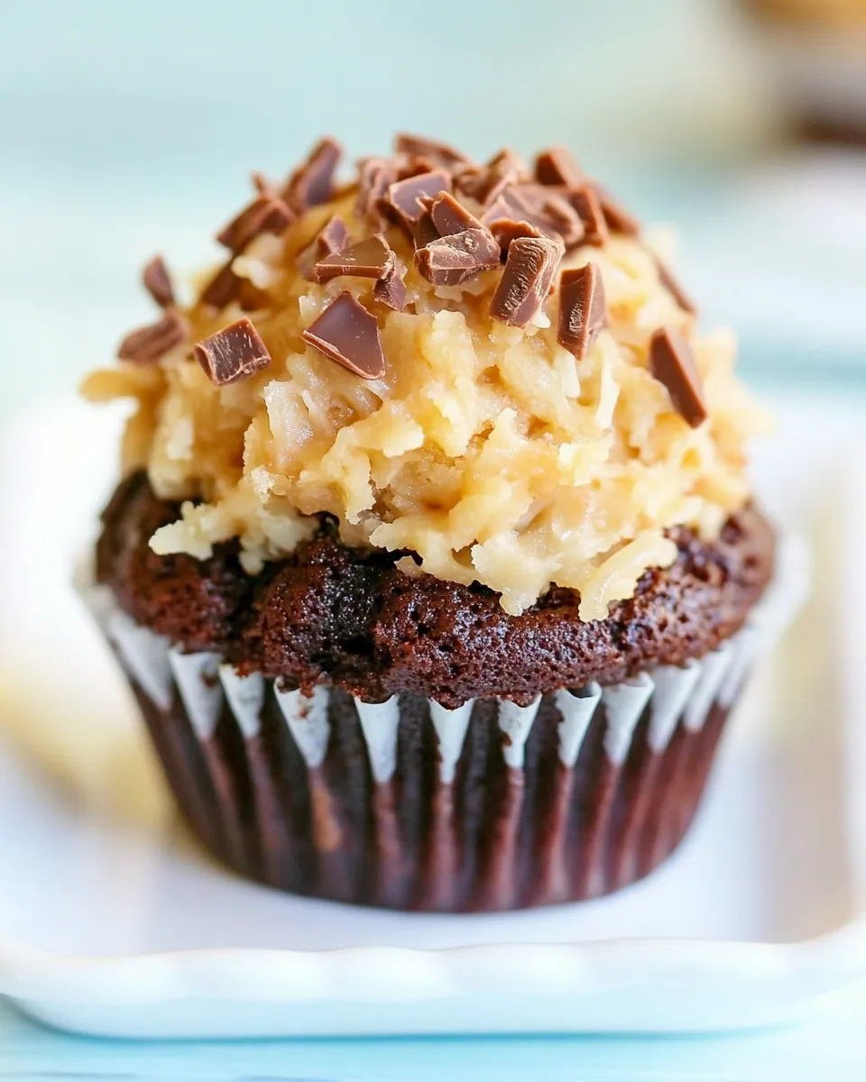 Delicious German Chocolate Cake Cupcakes shot