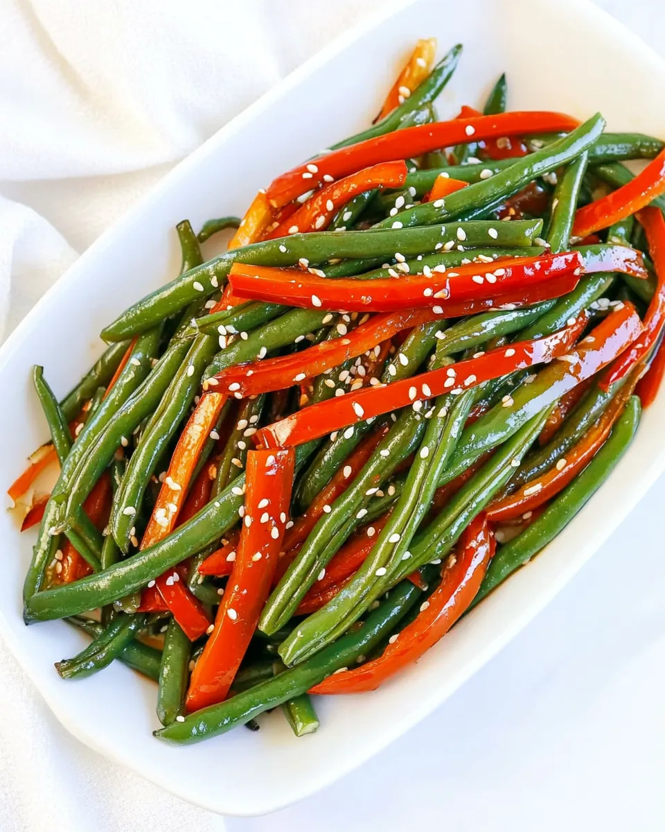 Quick Ginger Soy Glazed Green Beans and Peppers dish photo