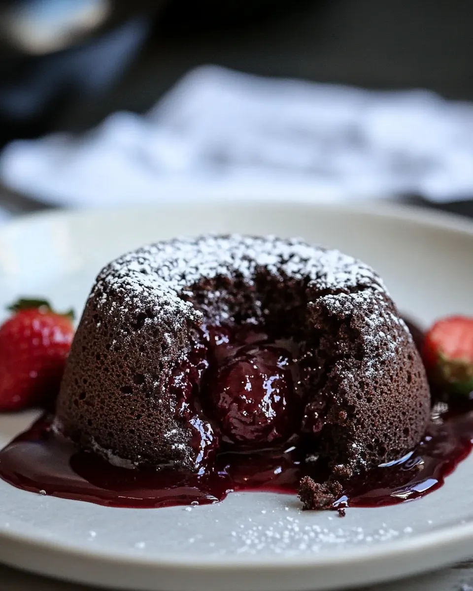 Homemade Gluten-Free Chocolate Lava Cake (With Strawberry!) photo