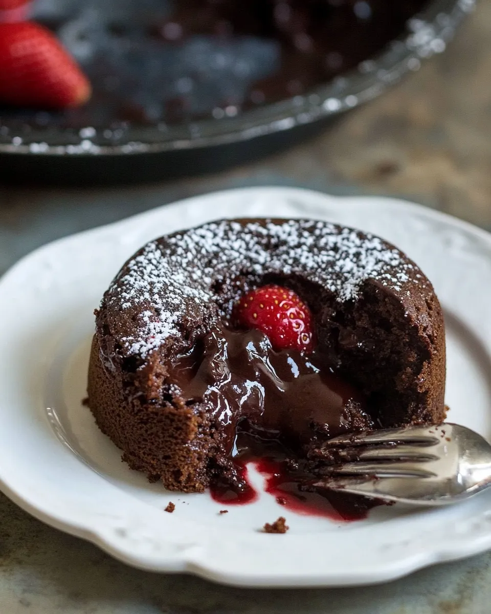 Classic Gluten-Free Chocolate Lava Cake (With Strawberry!) image