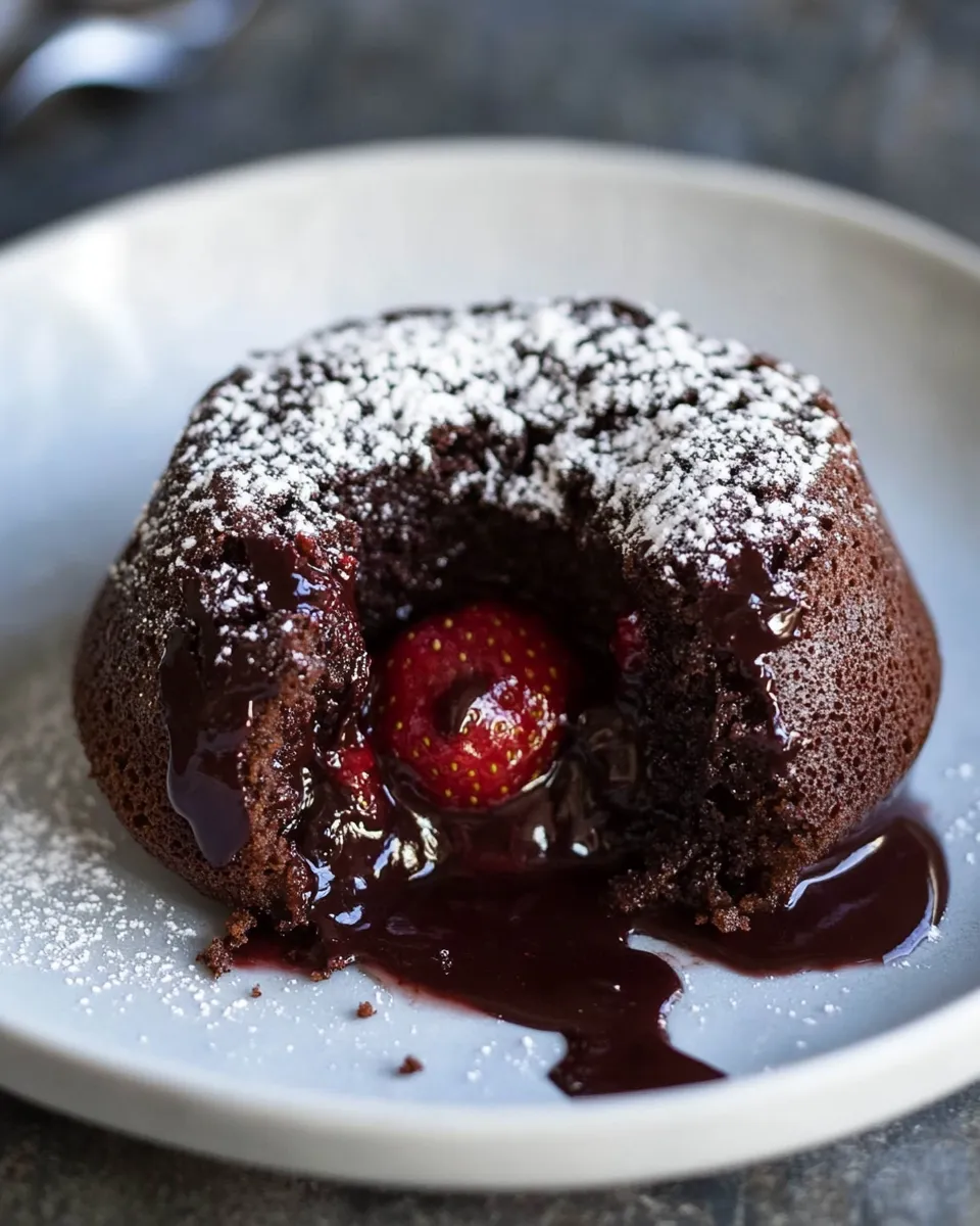 Easy Gluten-Free Chocolate Lava Cake (With Strawberry!) recipe photo