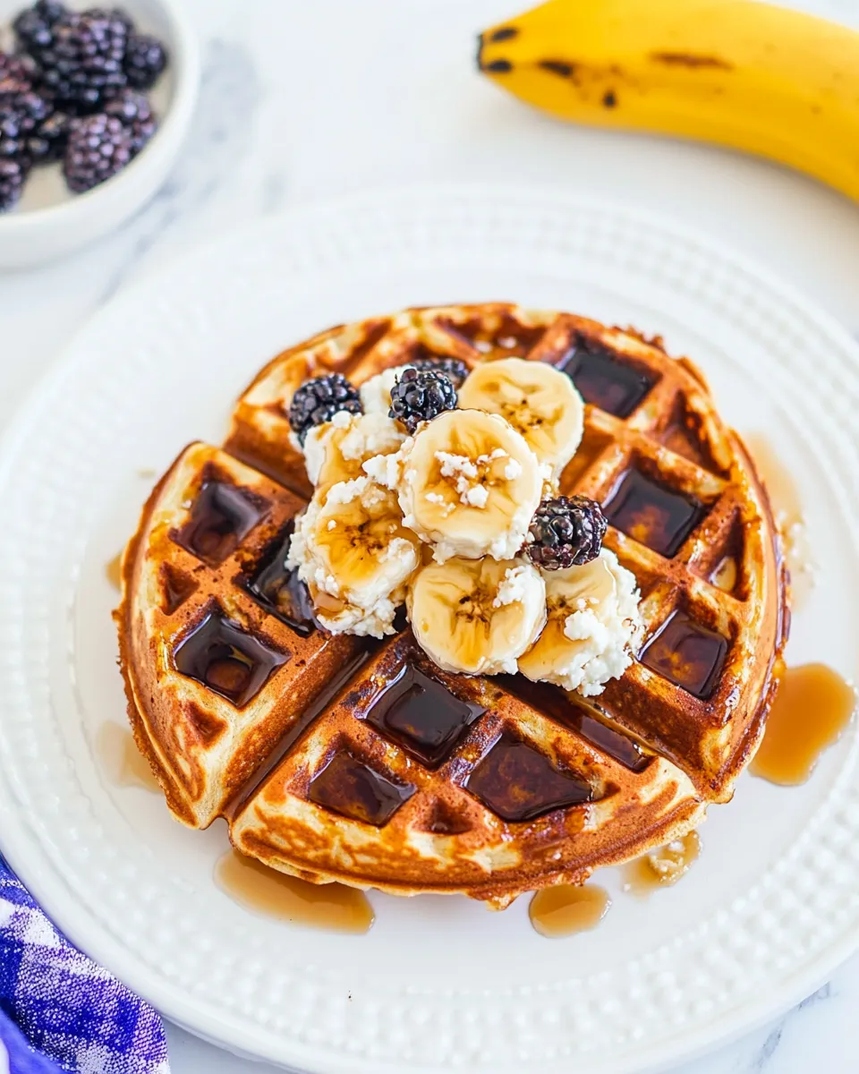 Homemade Gluten Free Banana Cottage Cheese Waffles photo