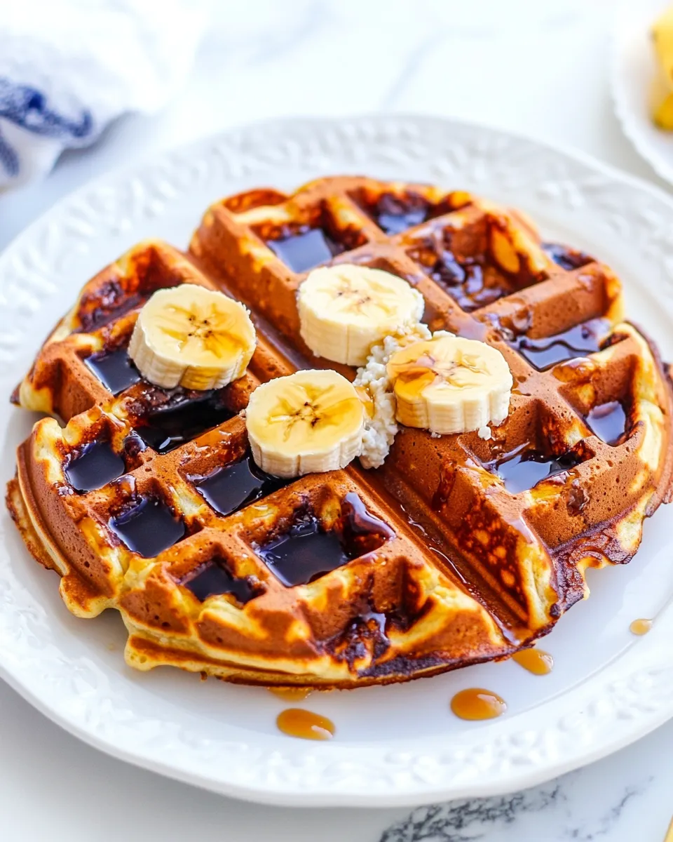 Delicious Gluten Free Banana Cottage Cheese Waffles recipe photo