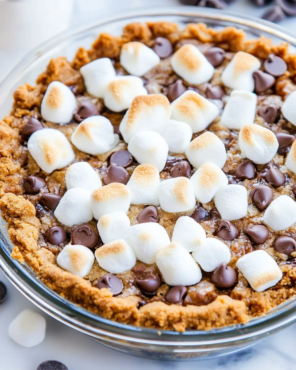 Homemade Gooey Chocolate Chip and Marshmallow Cookie Pie photo