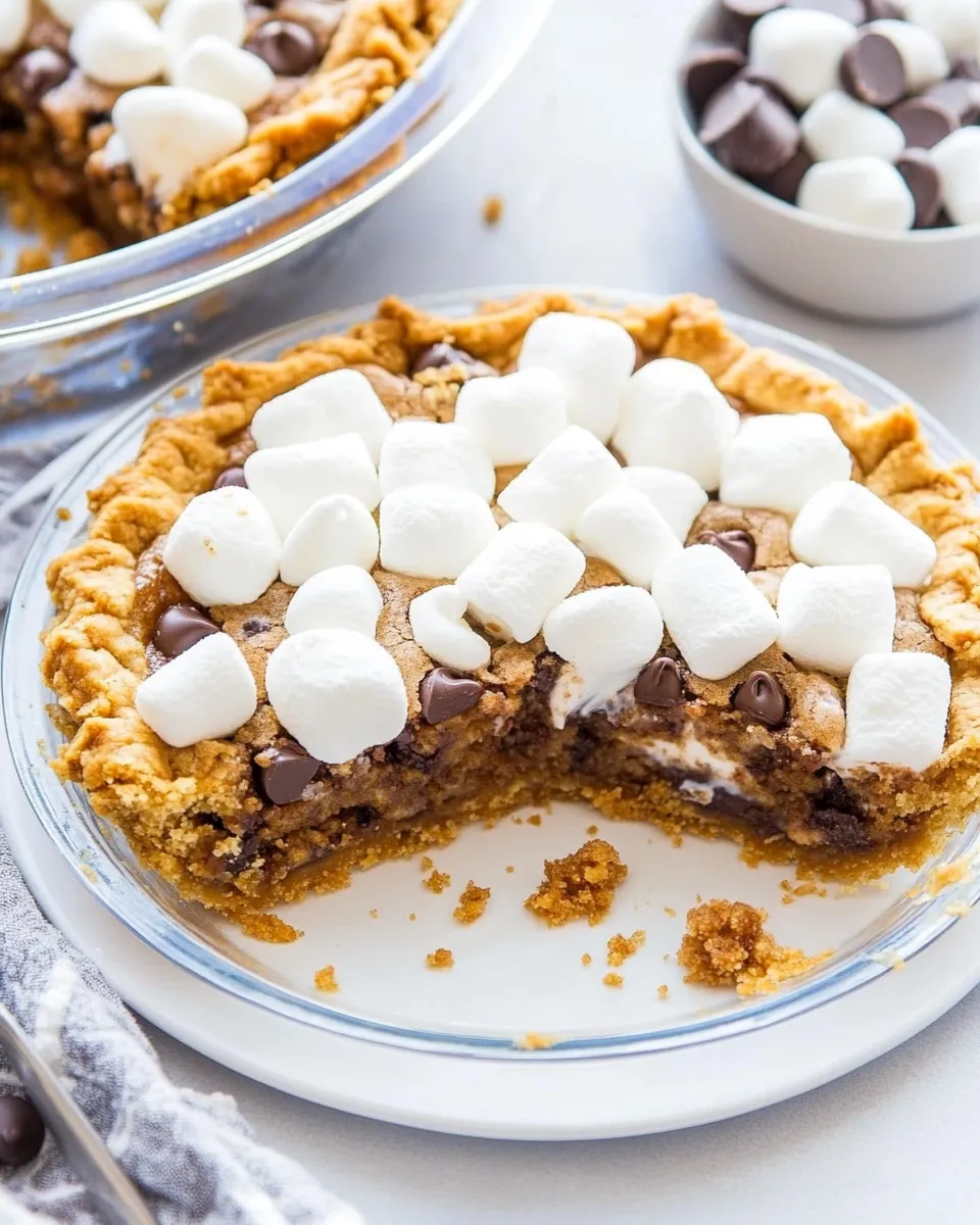 Delicious Gooey Chocolate Chip and Marshmallow Cookie Pie image