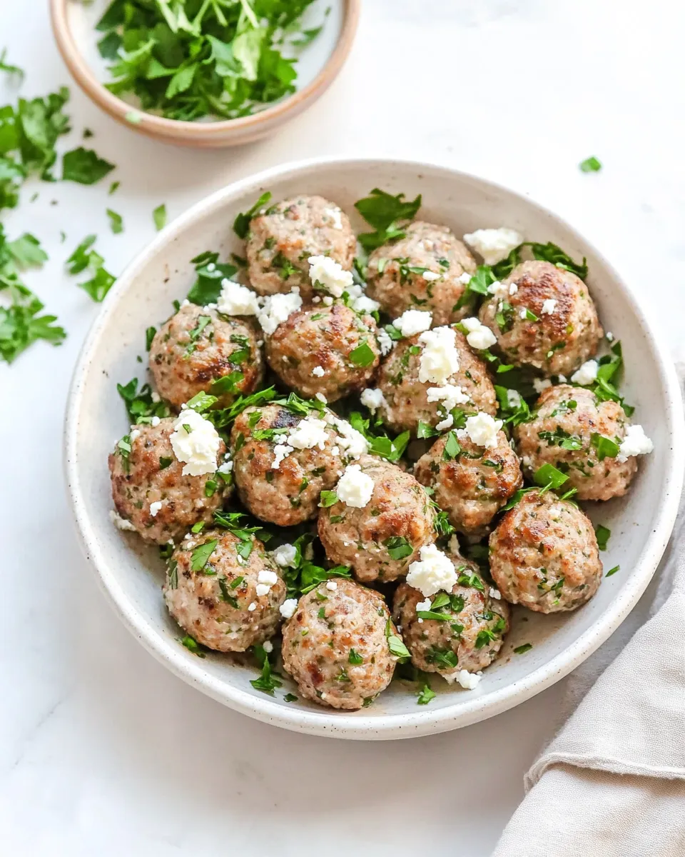 Classic Greek Turkey Meatballs With Feta image