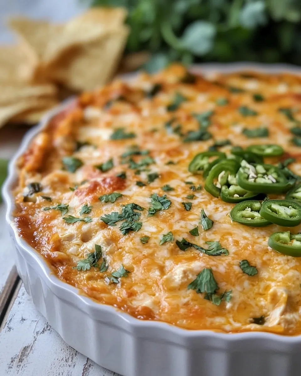 Delicious Green Chile Chicken Enchilada Dip image