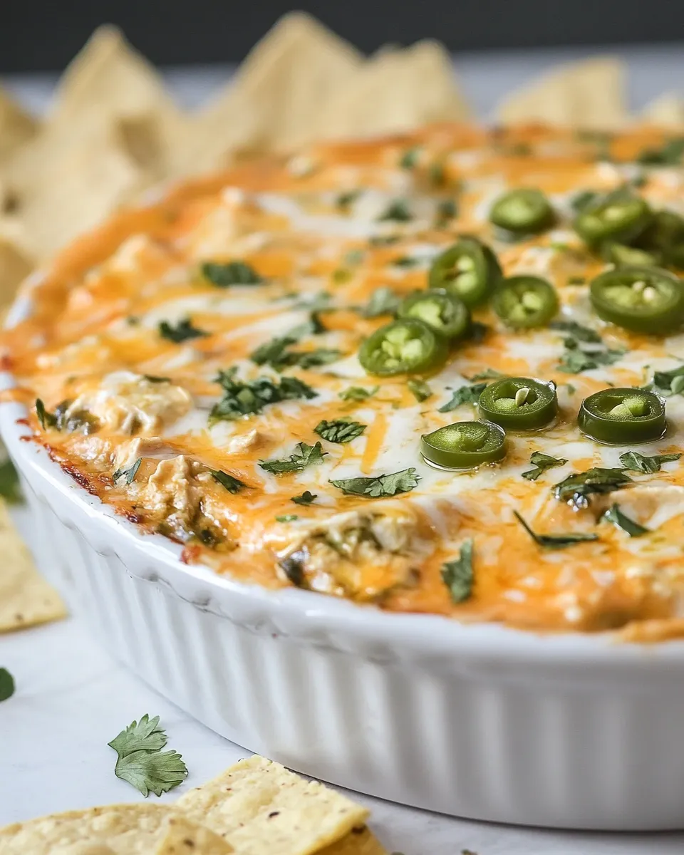 Best Green Chile Chicken Enchilada Dip shot
