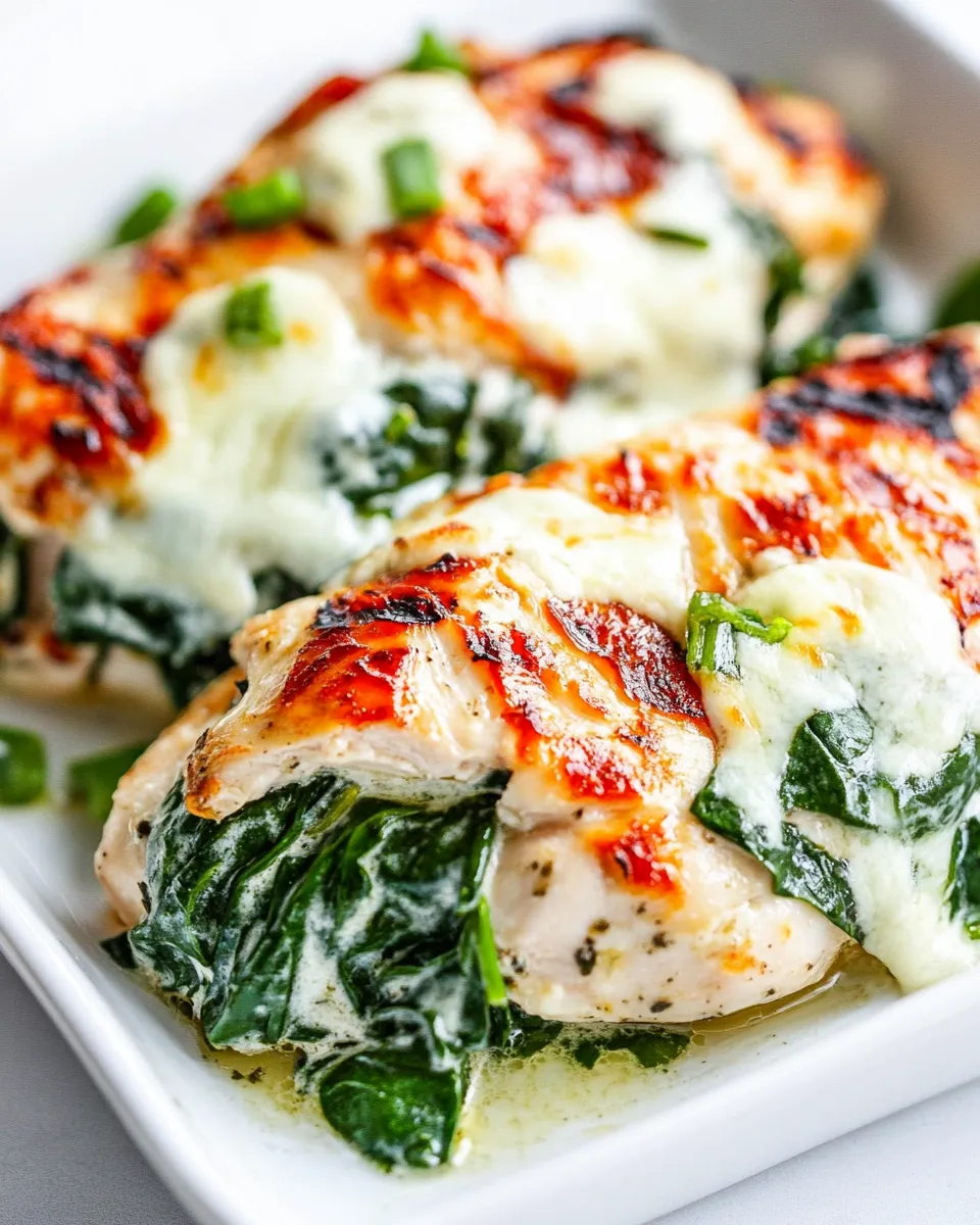 Easy Grilled Chicken with Spinach and Mozzarella photo