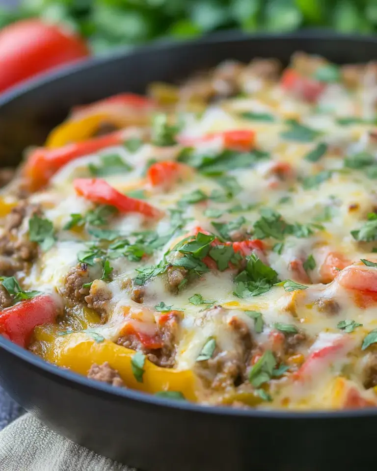 Homemade Ground Beef Stuffed Pepper Skillet photo