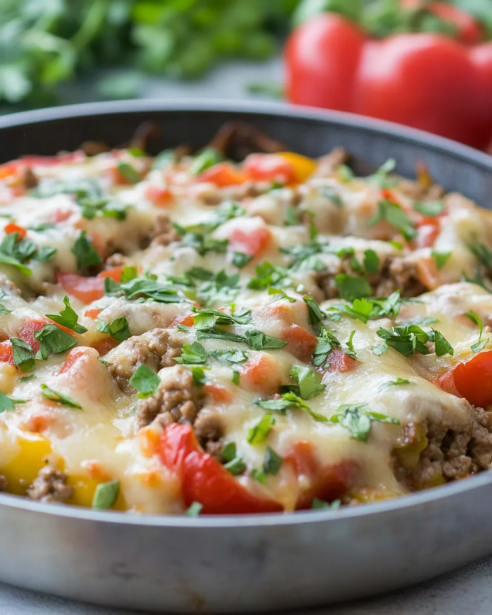 Easy Ground Beef Stuffed Pepper Skillet recipe photo