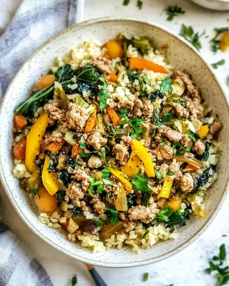 Easy Ground Turkey Bowls with Cabbage Rice (Keto, Paleo, Whole30) photo