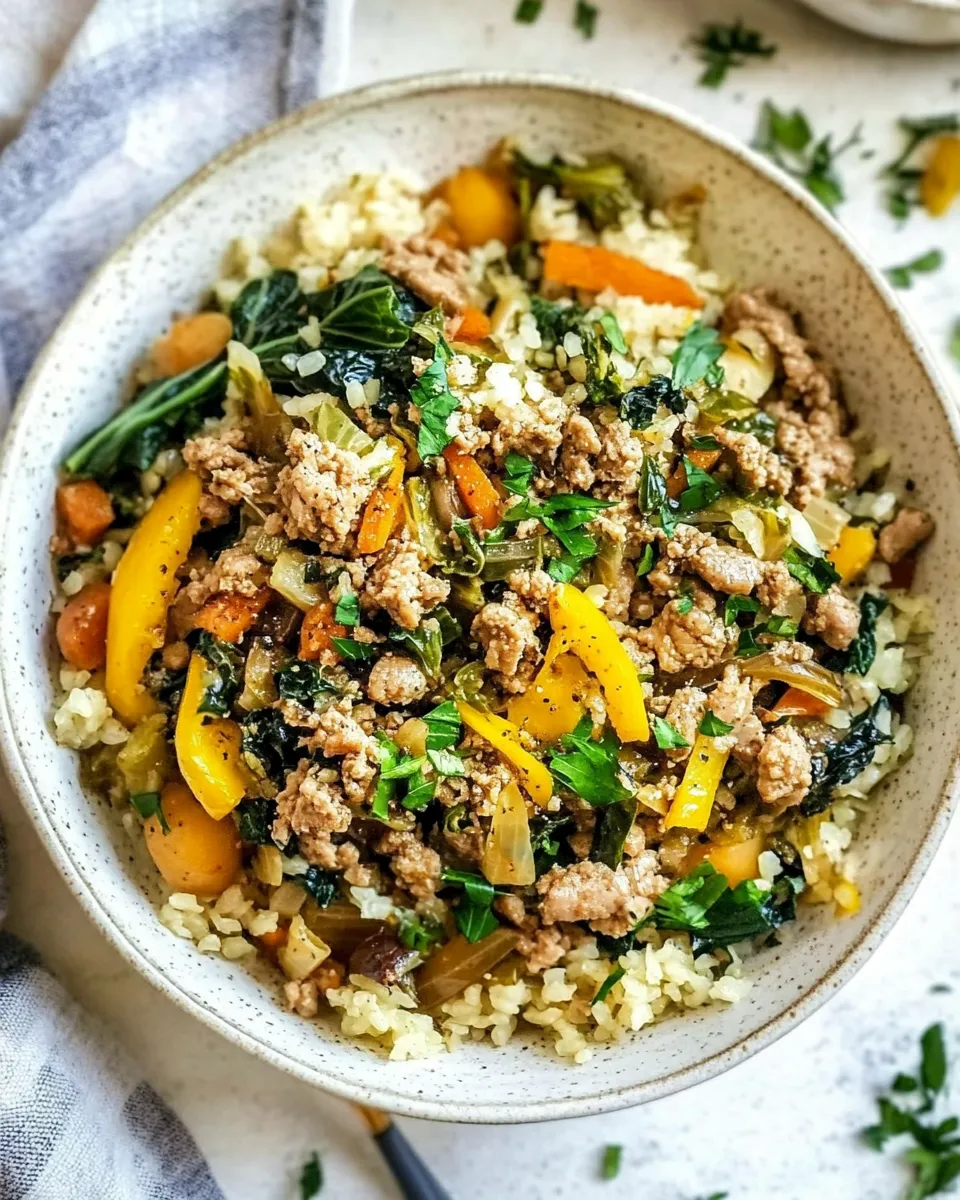 Easy Ground Turkey Bowls with Cabbage Rice (Keto, Paleo, Whole30) photo