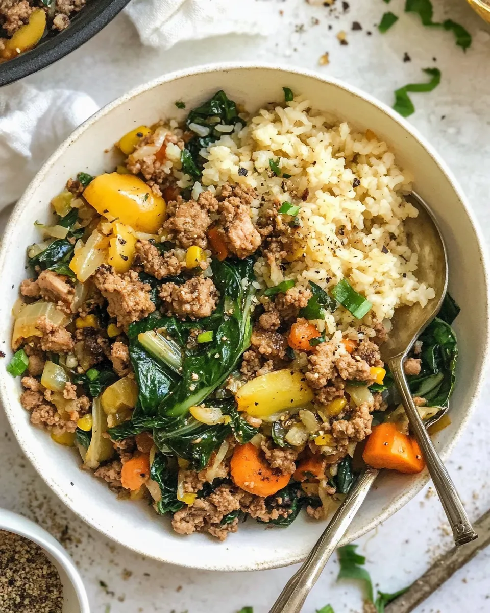 Delicious Ground Turkey Bowls with Cabbage Rice (Keto, Paleo, Whole30) image