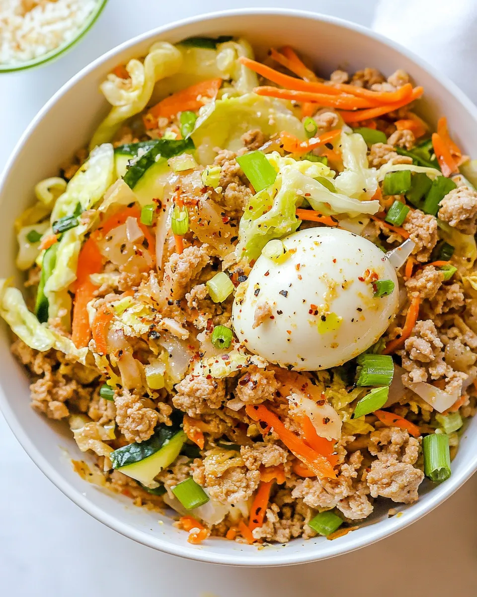 Homemade Ground Turkey Egg Roll in a Bowl photo