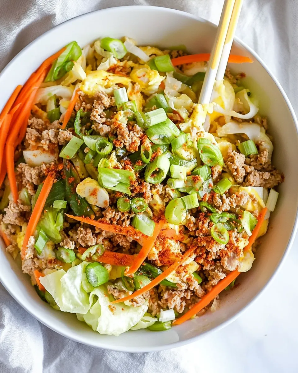 Delicious Ground Turkey Egg Roll in a Bowl shot