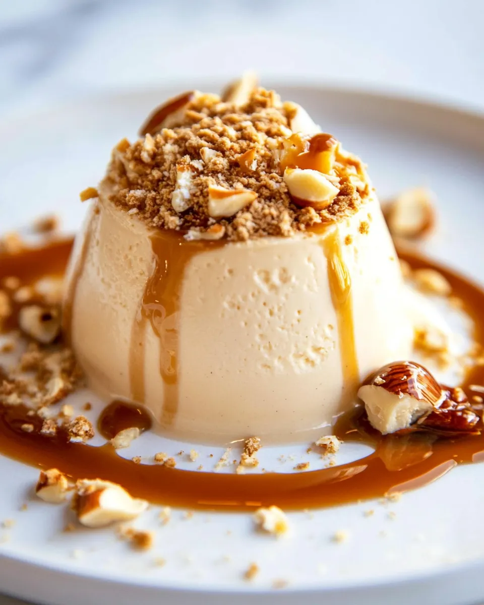 Classic Hazelnut Panna Cotta with Caramel Sauce shot