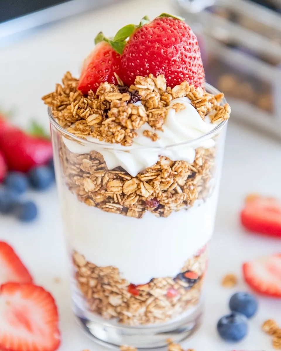 Quick Healthy Breakfast Parfait Recipe (Homemade Granola) shot