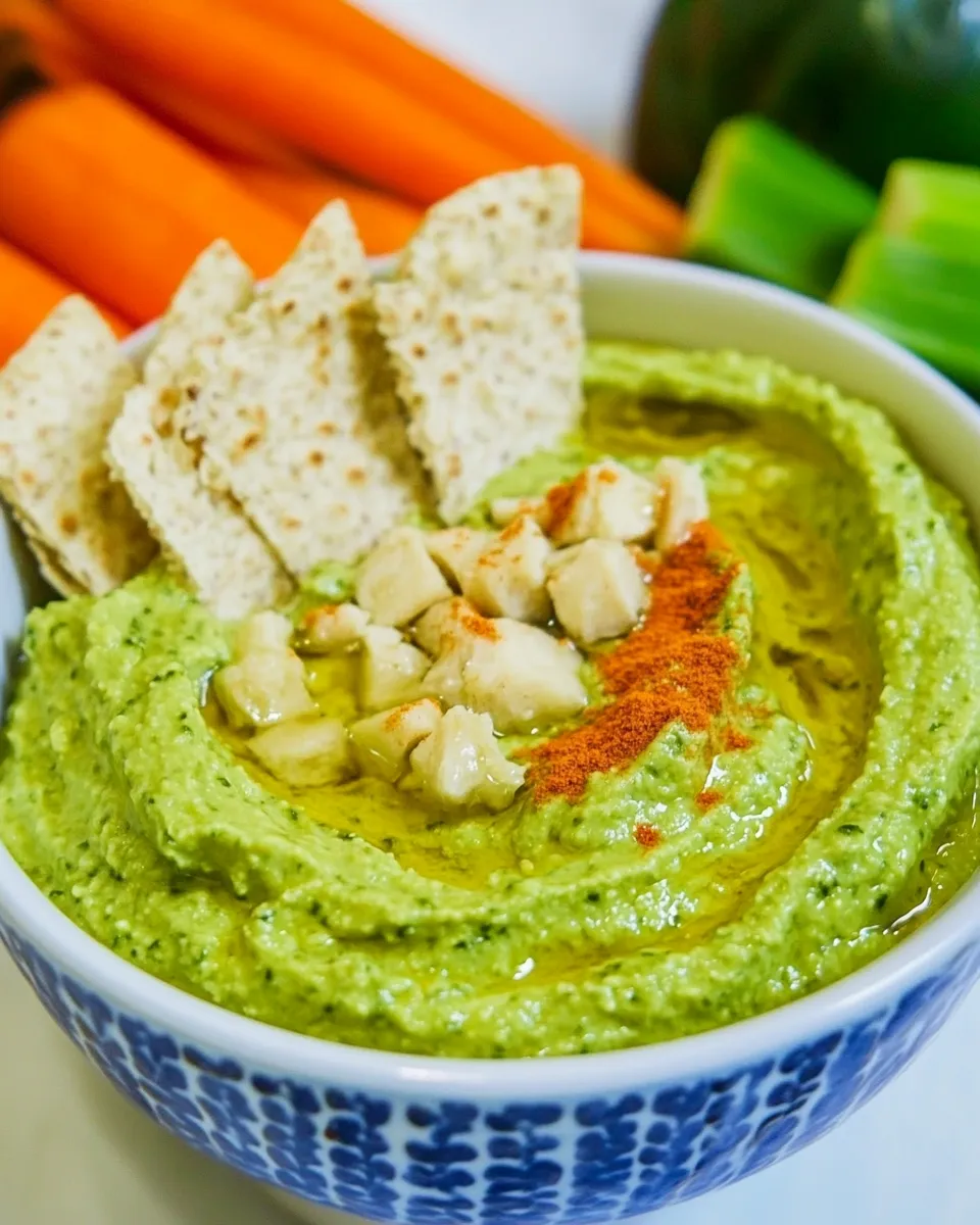 Easy Healthy Homemade Spinach Hummus Recipe shot