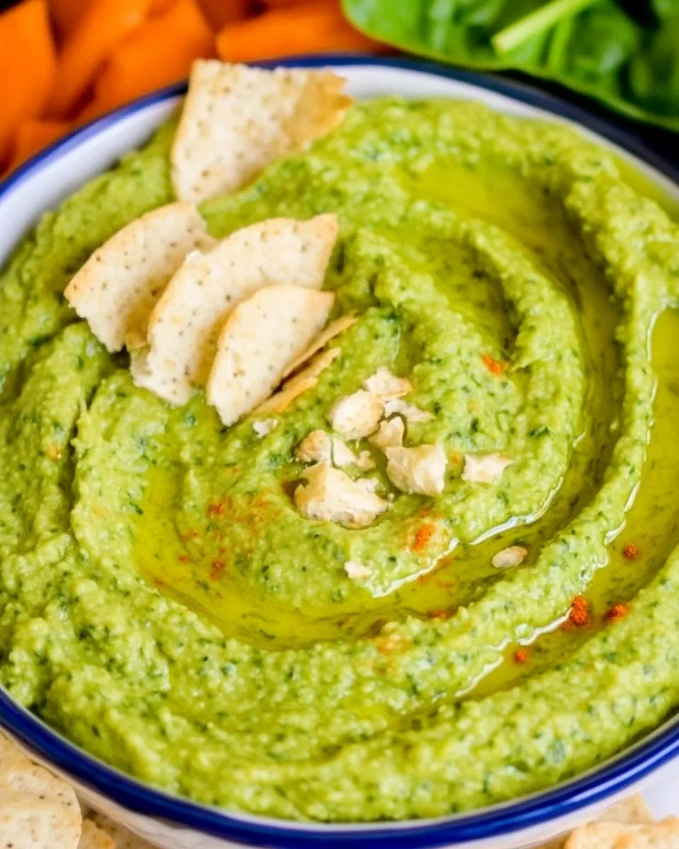 Delicious Healthy Homemade Spinach Hummus Recipe dish photo