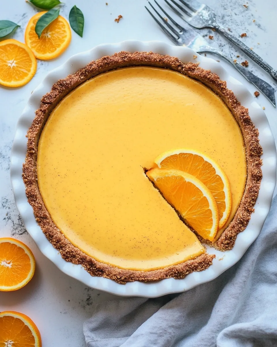 Homemade Healthy Orange Pie With Almond Crust photo