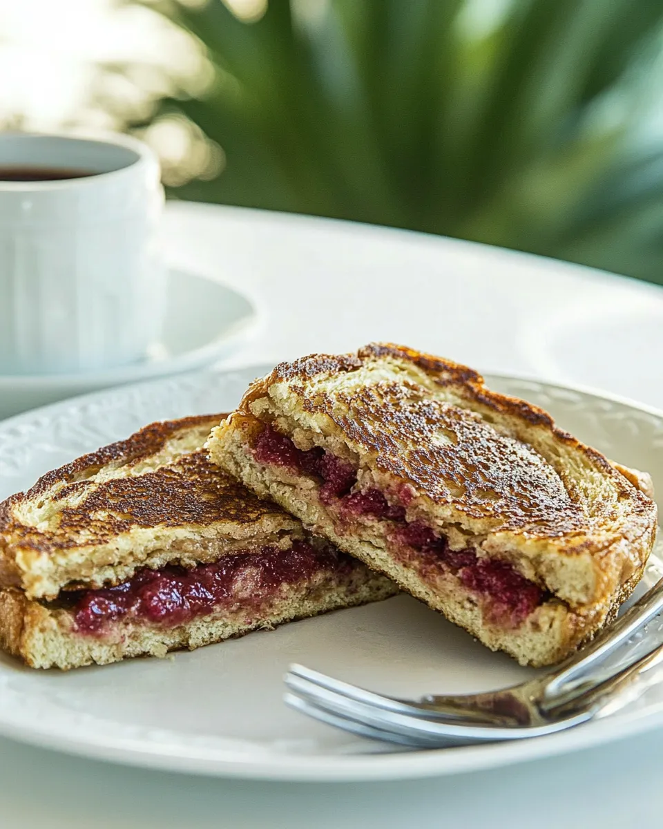 Delicious Healthy Stuffed French Toast With PB & J shot