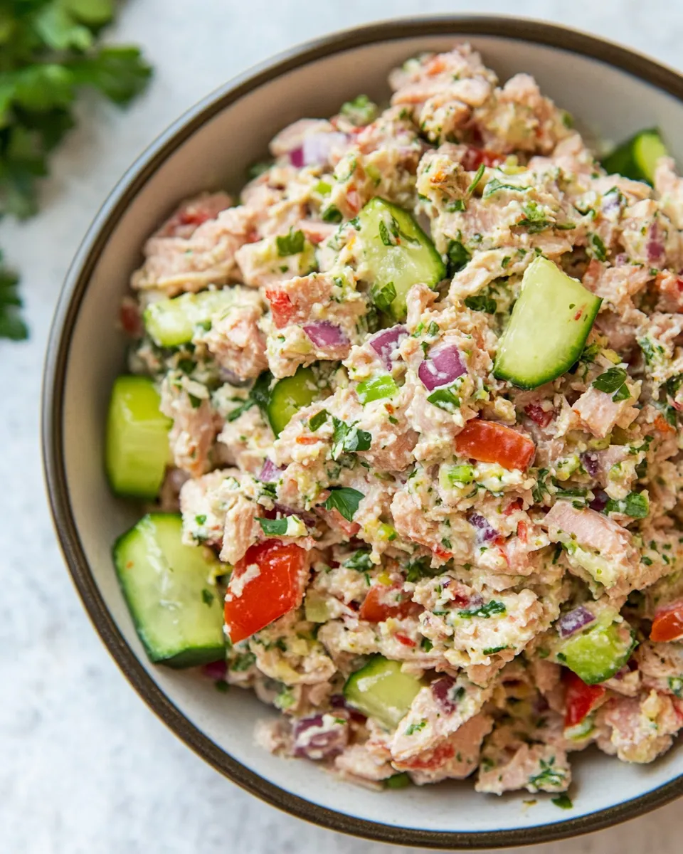Delicious Healthy Tuna Salad With Hummus (Mayo-Free) image