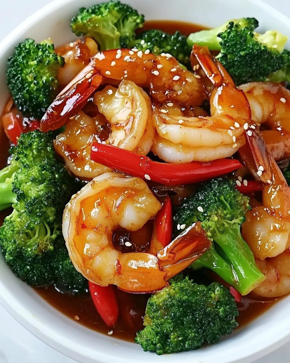 Healthy Hoisin Shrimp with Broccoli food shot