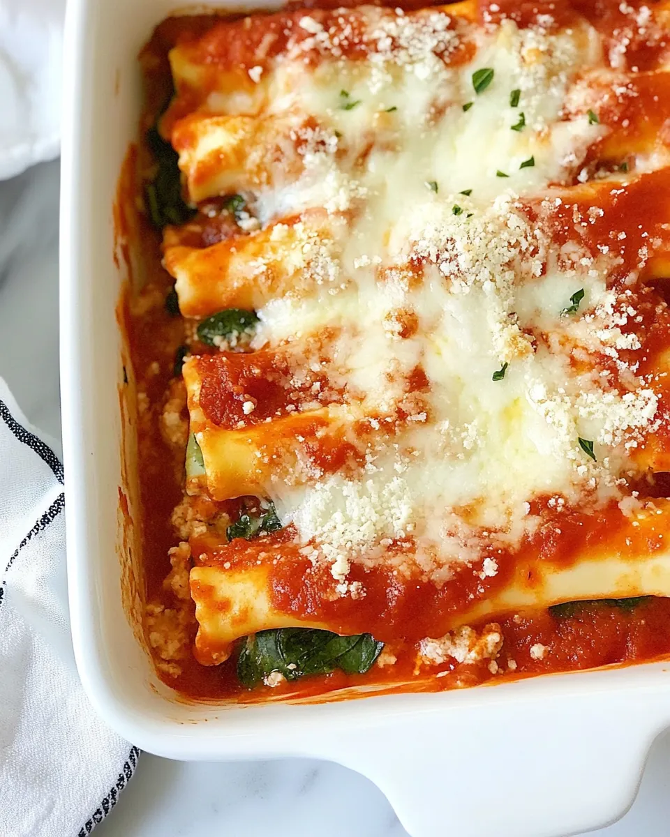 Easy Homemade Spinach Manicotti shot