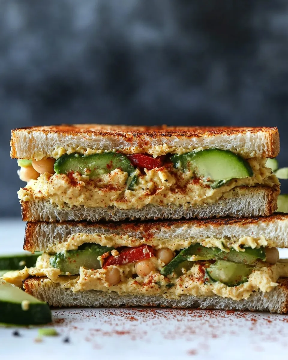 Homemade Hummus Mashed Chickpea Sandwiches photo
