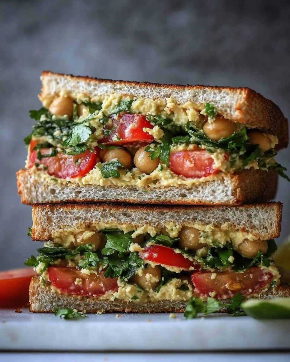 Delicious Hummus Mashed Chickpea Sandwiches shot