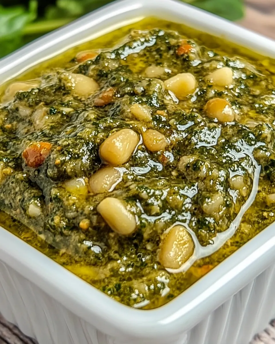 Delicious Ina Gartens Pine Nut and Walnut Pesto Sauce shot