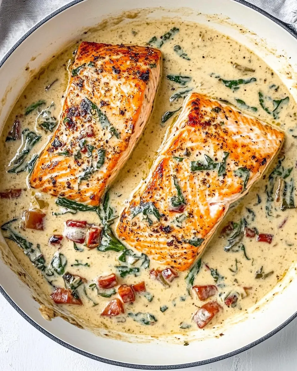 Savory Insanely Good Creamy Tuscan Garlic Salmon shot