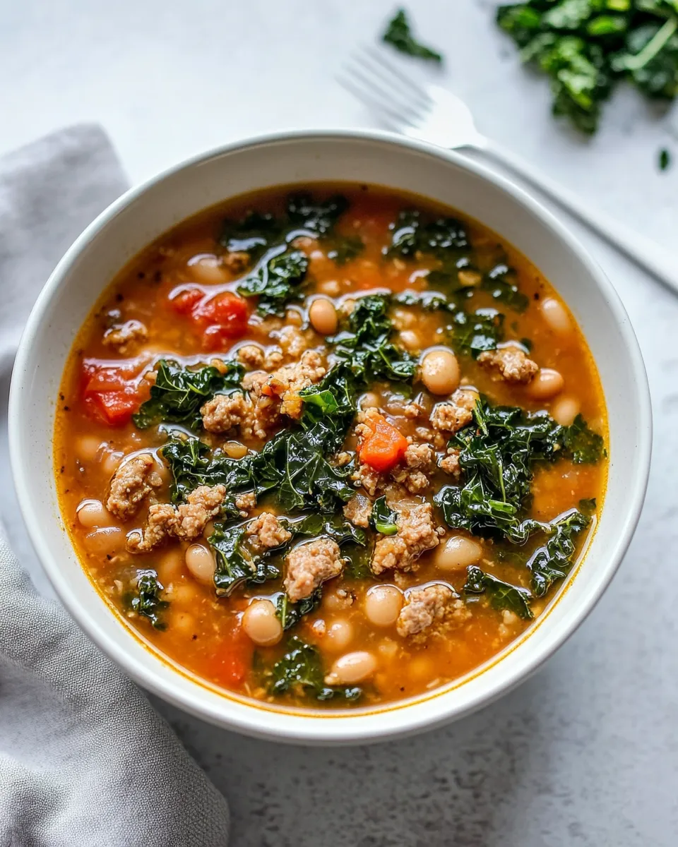 Healthy Instant Pot Sausage Bean and Kale Soup image