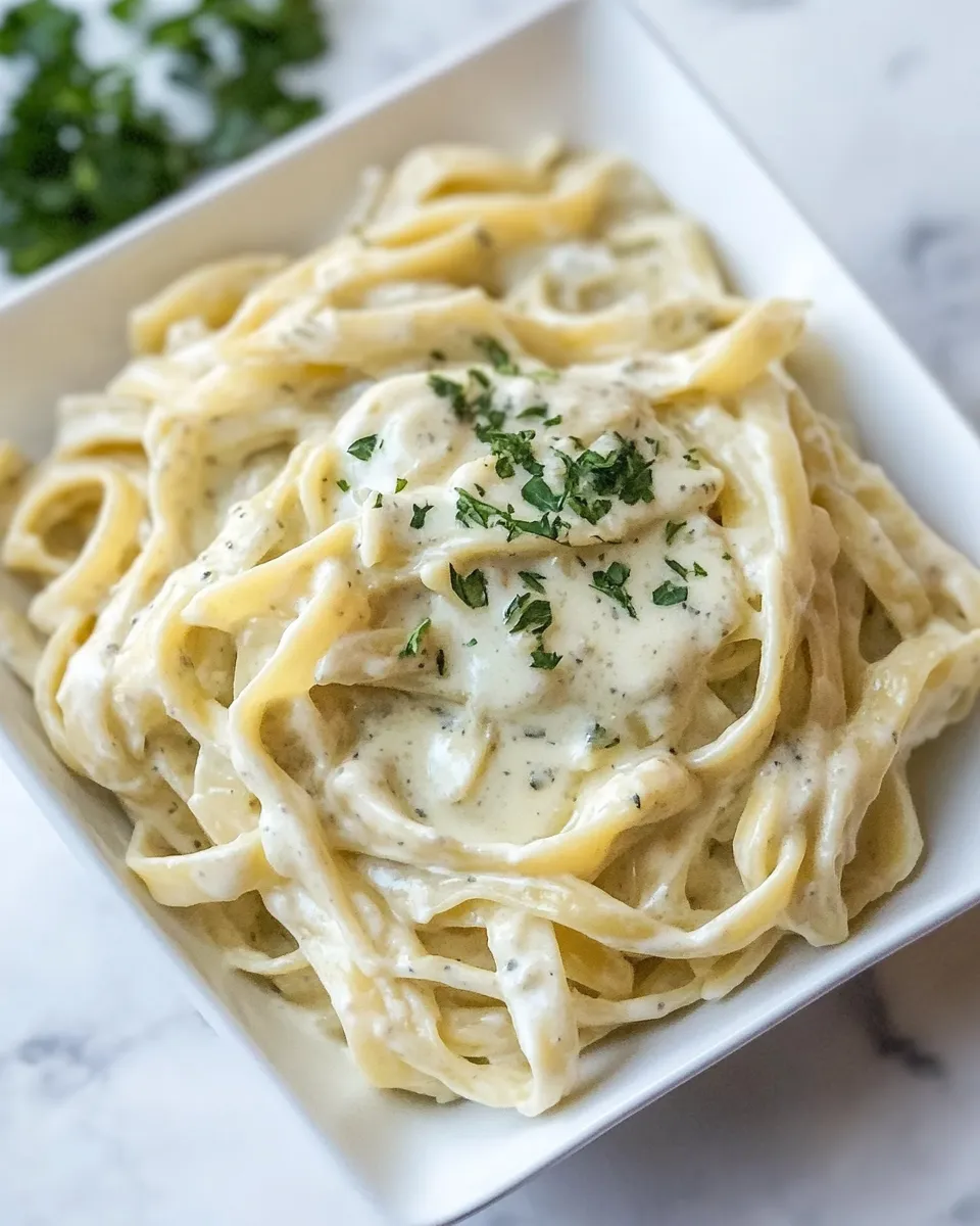 Quick Instant Pot Skinny Fettuccine Alfredo dish photo
