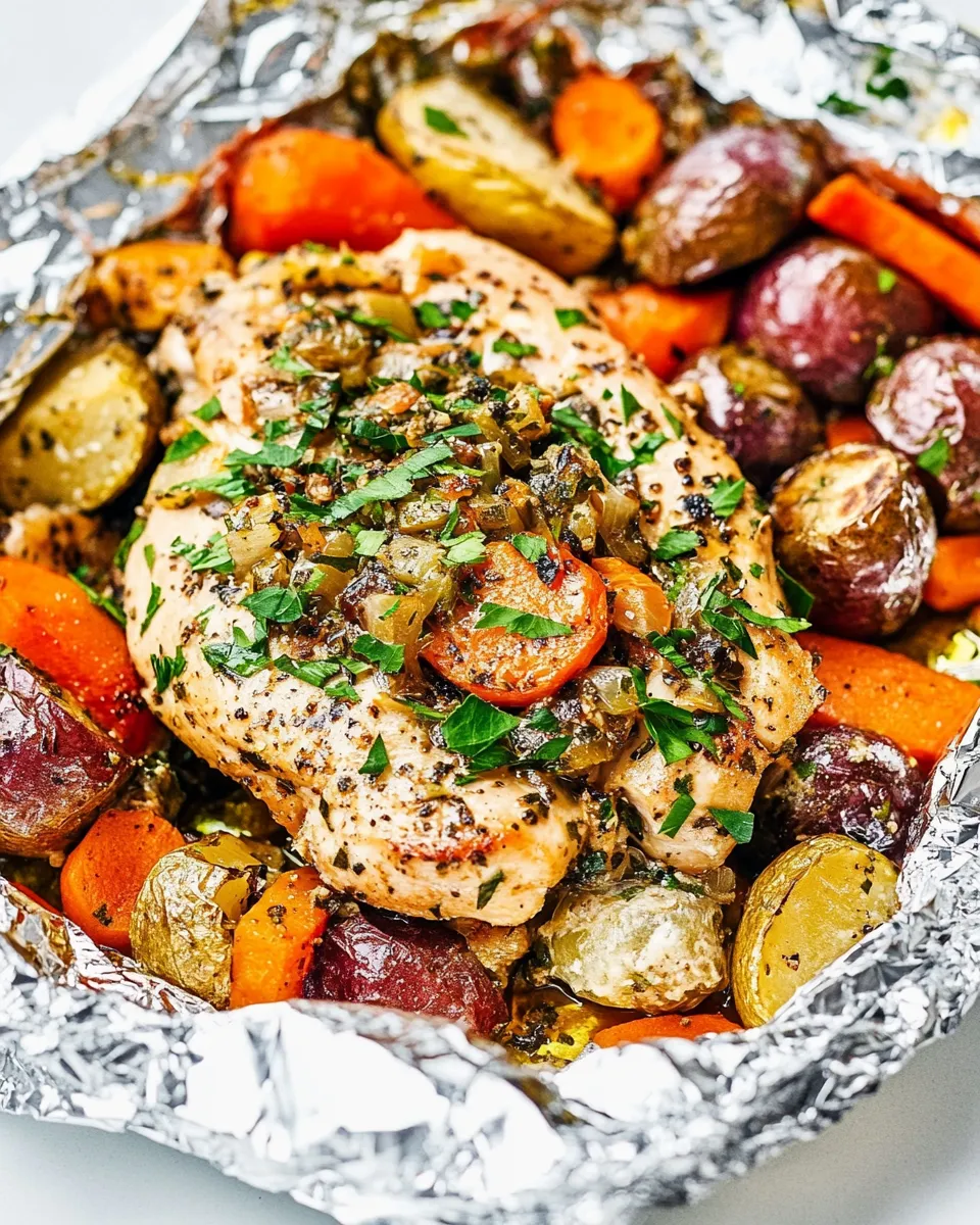Delicious Italian Chicken and Veggies (Foil Pack Meal) shot