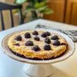 Homemade Italian Lemon Olive Oil Cake With Blackberries photo