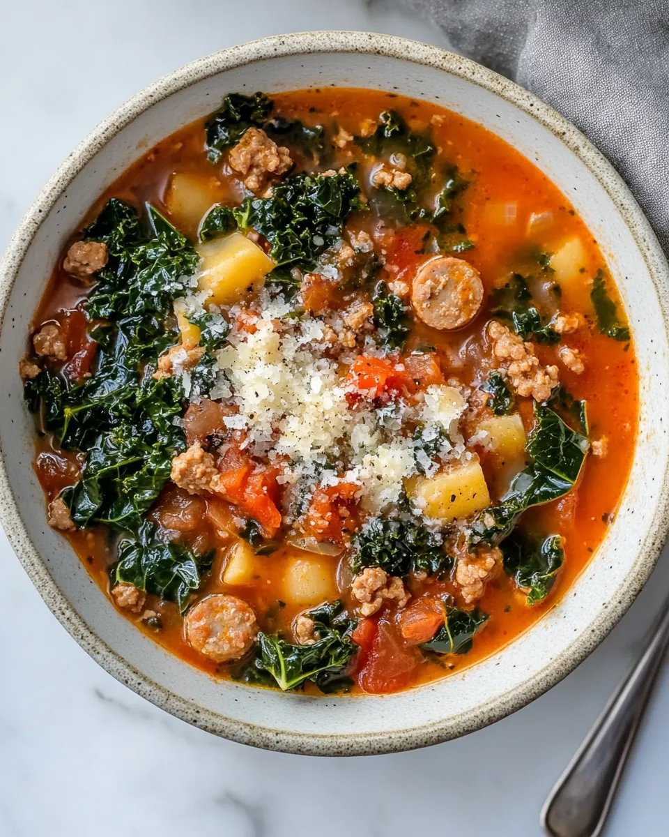 Delicious Italian Sausage Kale Soup shot