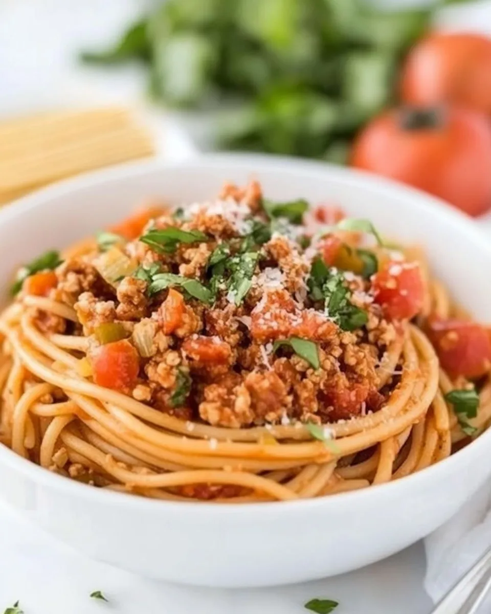 Quick Italian Style Ground Turkey Spaghetti shot