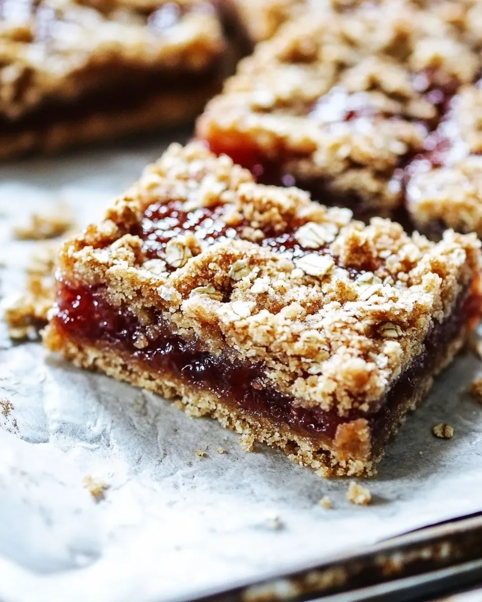 Delicious Jam Bars with Oat Crumble Topping shot