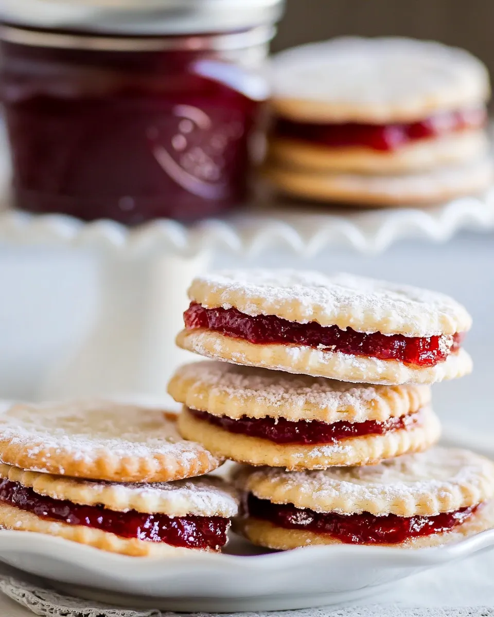 Delicious Jam Filled Sandwich Cookies (Zirochki) shot