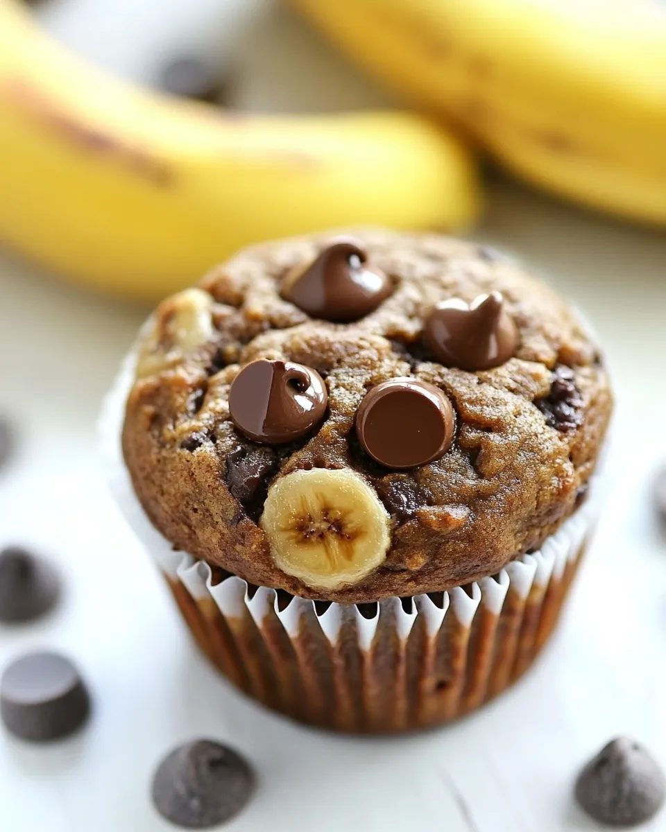 Delicious Jumbo Chocolate Chip Toffee Banana Muffins recipe image