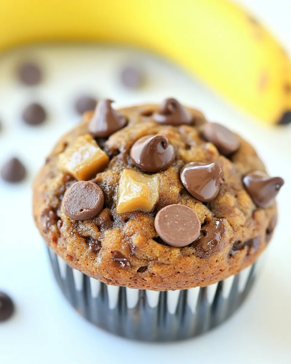 Easy Jumbo Chocolate Chip Toffee Banana Muffins shot
