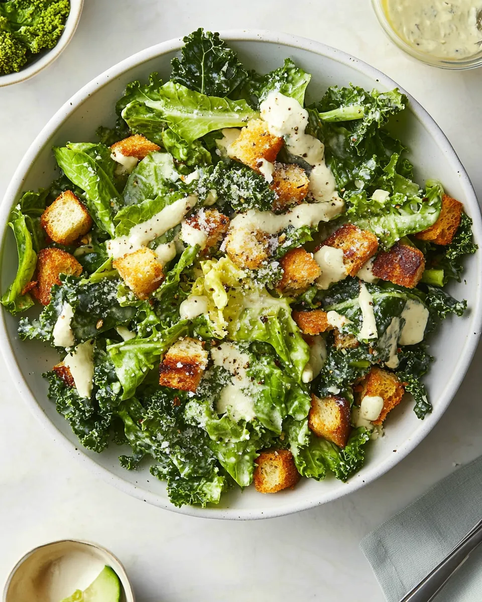 Delicious Kale Caesar Salad shot