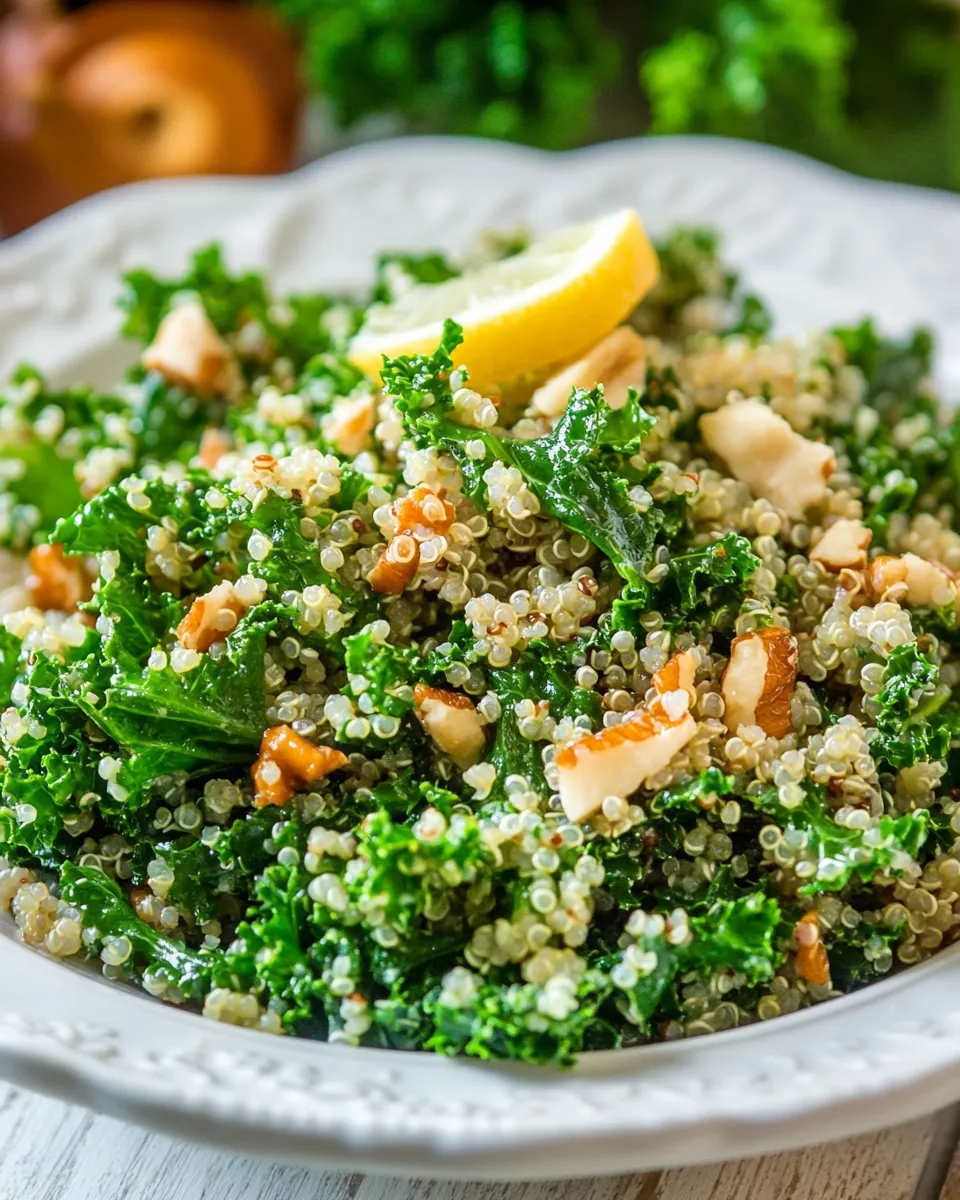 Delicious Kale and Quinoa Salad with Lemon Vinaigrette shot