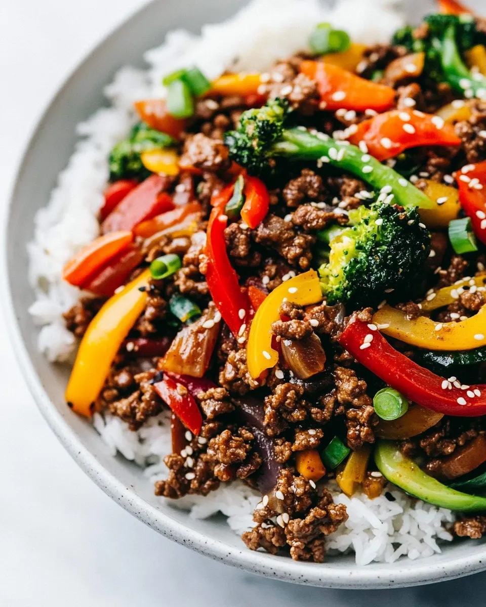 Savory Korean Ground Beef Stir Fry shot
