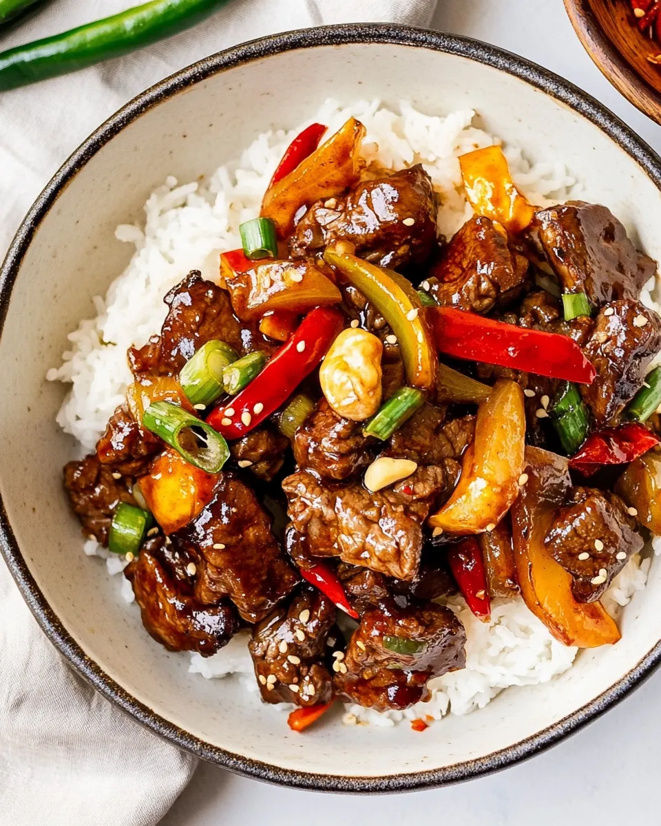 Delicious Kung Pao Beef shot