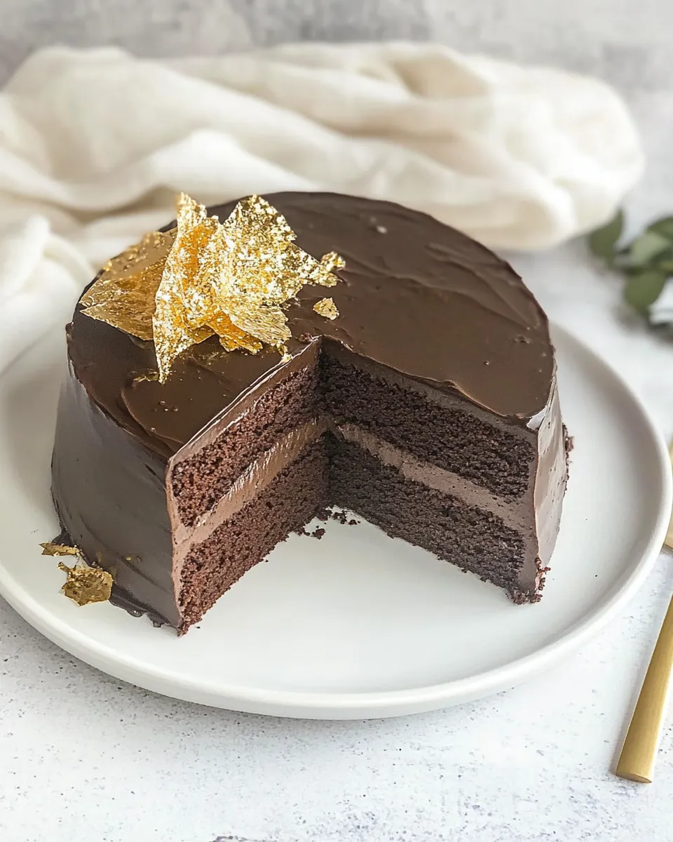 Delicious Layered Chocolate Mirror Cake shot