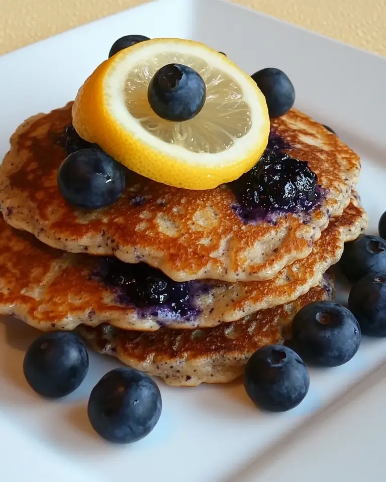 Homemade Lemon Blueberry Yogurt Pancakes recipe photo
