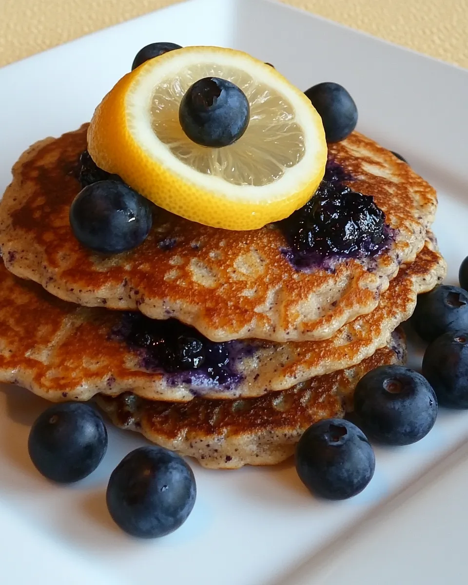 Homemade Lemon Blueberry Yogurt Pancakes recipe photo